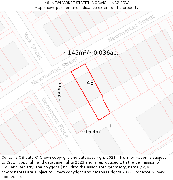 48, NEWMARKET STREET, NORWICH, NR2 2DW: Plot and title map
