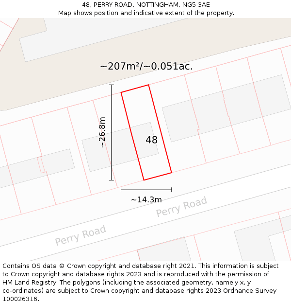 48, PERRY ROAD, NOTTINGHAM, NG5 3AE: Plot and title map