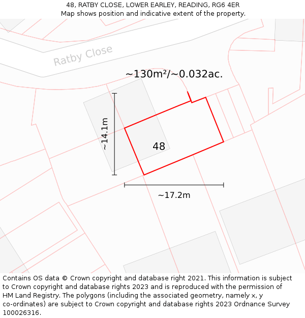 48, RATBY CLOSE, LOWER EARLEY, READING, RG6 4ER: Plot and title map
