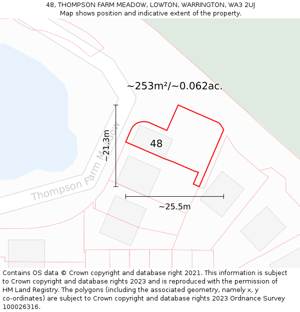 48, THOMPSON FARM MEADOW, LOWTON, WARRINGTON, WA3 2UJ: Plot and title map