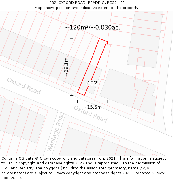 482, OXFORD ROAD, READING, RG30 1EF: Plot and title map