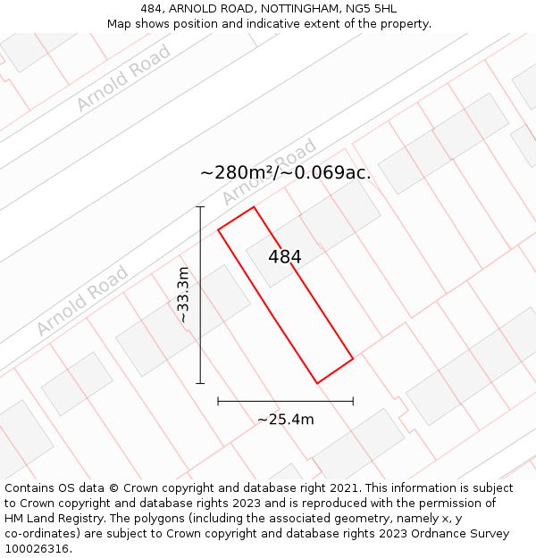 484, ARNOLD ROAD, NOTTINGHAM, NG5 5HL: Plot and title map