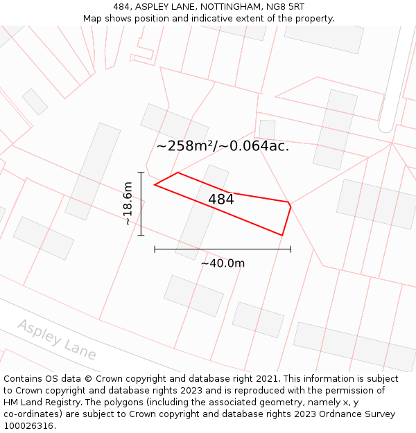 484, ASPLEY LANE, NOTTINGHAM, NG8 5RT: Plot and title map