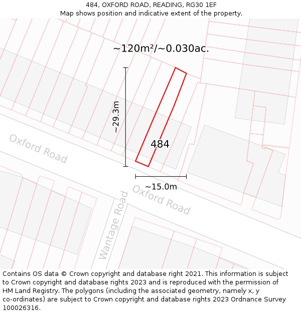 484, OXFORD ROAD, READING, RG30 1EF: Plot and title map