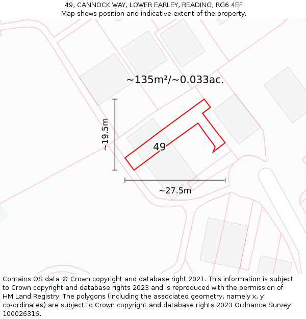 49, CANNOCK WAY, LOWER EARLEY, READING, RG6 4EF: Plot and title map