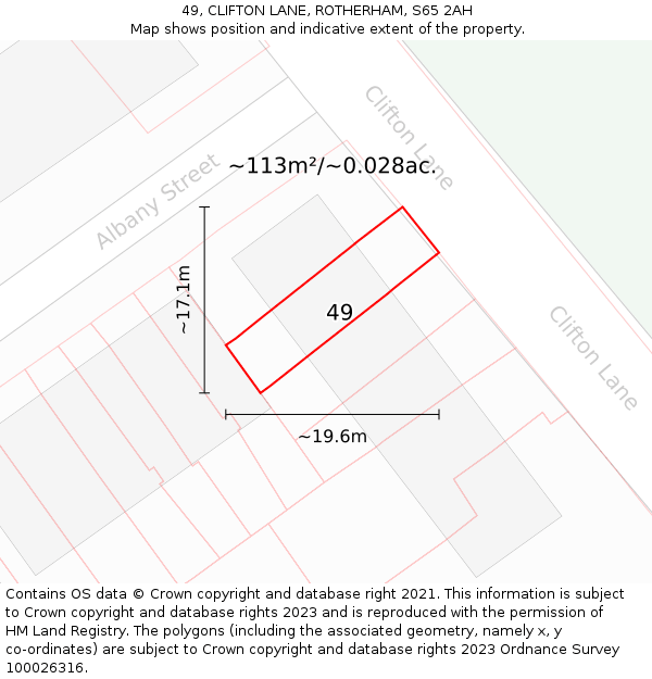 49, CLIFTON LANE, ROTHERHAM, S65 2AH: Plot and title map