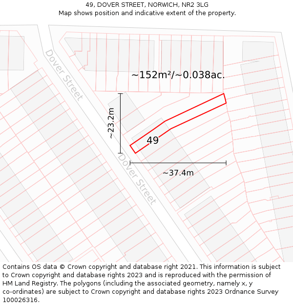 49, DOVER STREET, NORWICH, NR2 3LG: Plot and title map