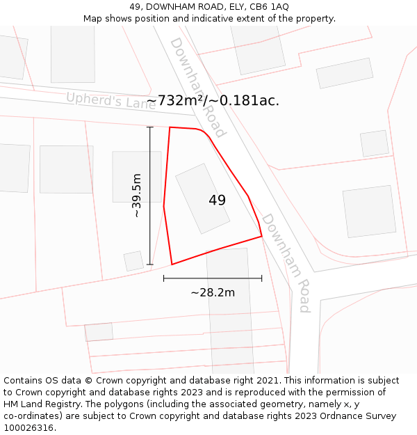 49, DOWNHAM ROAD, ELY, CB6 1AQ: Plot and title map