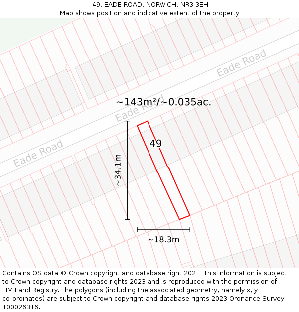 49, EADE ROAD, NORWICH, NR3 3EH: Plot and title map