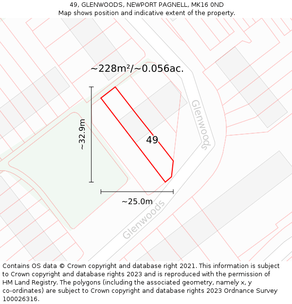 49, GLENWOODS, NEWPORT PAGNELL, MK16 0ND: Plot and title map
