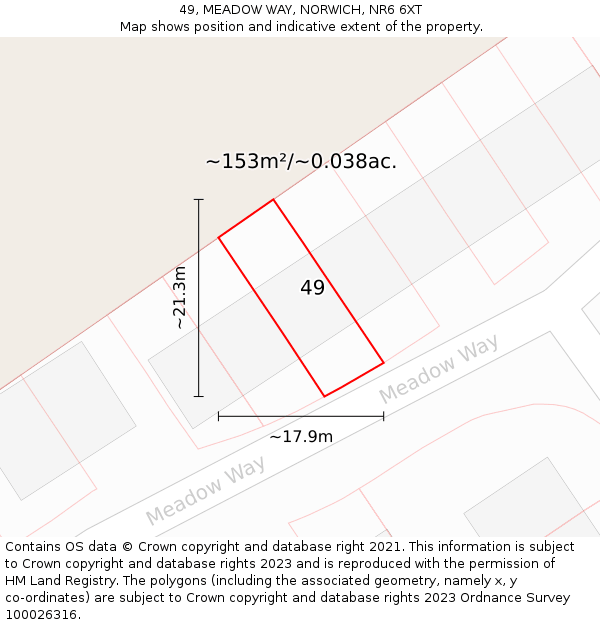 49, MEADOW WAY, NORWICH, NR6 6XT: Plot and title map