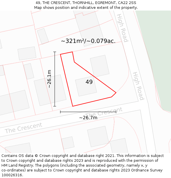 49, THE CRESCENT, THORNHILL, EGREMONT, CA22 2SS: Plot and title map