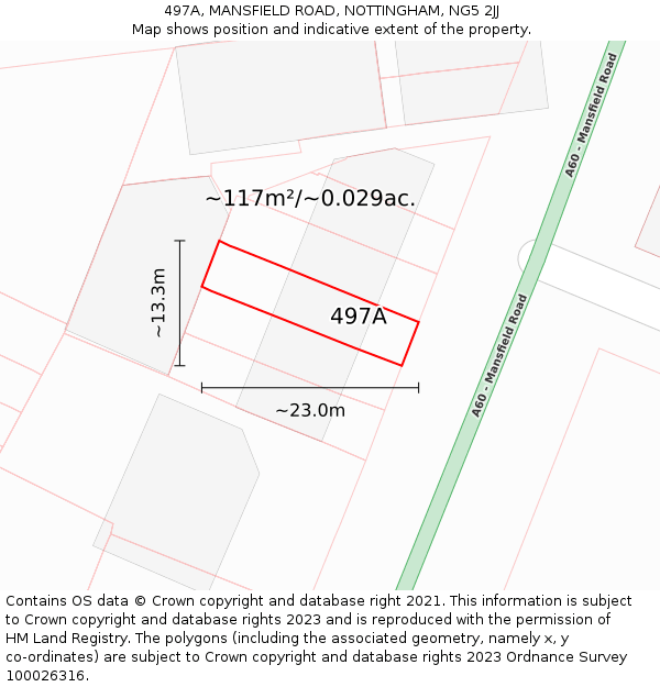 497A, MANSFIELD ROAD, NOTTINGHAM, NG5 2JJ: Plot and title map