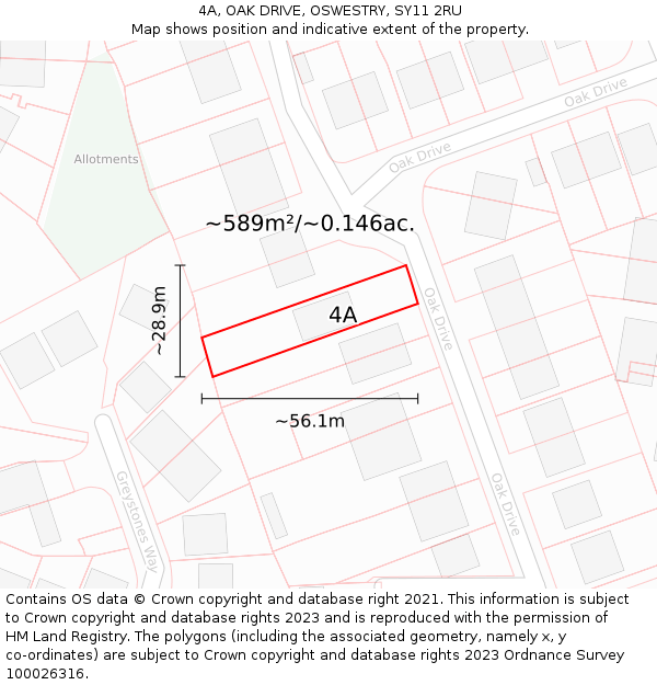 4A, OAK DRIVE, OSWESTRY, SY11 2RU: Plot and title map