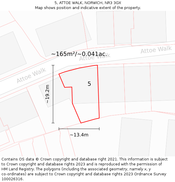 5, ATTOE WALK, NORWICH, NR3 3GX: Plot and title map
