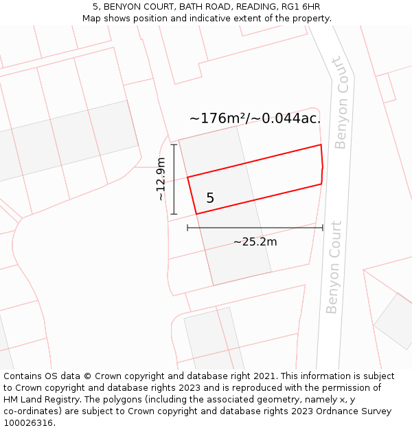 5, BENYON COURT, BATH ROAD, READING, RG1 6HR: Plot and title map