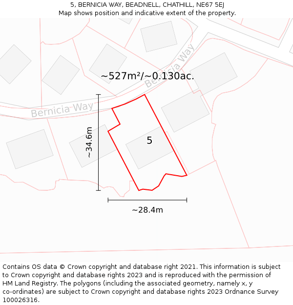 5, BERNICIA WAY, BEADNELL, CHATHILL, NE67 5EJ: Plot and title map