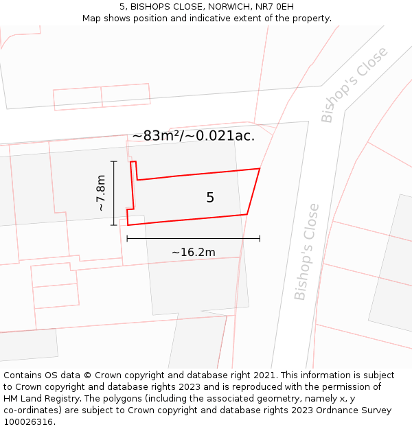 5, BISHOPS CLOSE, NORWICH, NR7 0EH: Plot and title map