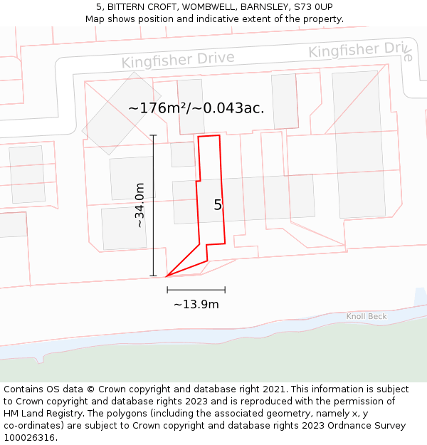 5, BITTERN CROFT, WOMBWELL, BARNSLEY, S73 0UP: Plot and title map