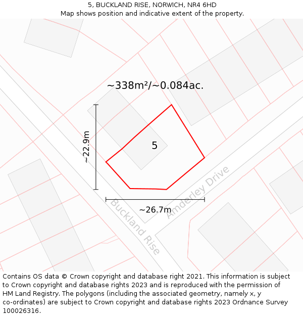 5, BUCKLAND RISE, NORWICH, NR4 6HD: Plot and title map