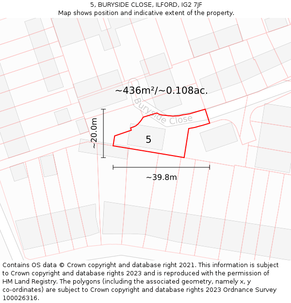 5, BURYSIDE CLOSE, ILFORD, IG2 7JF: Plot and title map