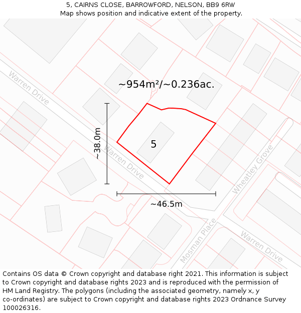5, CAIRNS CLOSE, BARROWFORD, NELSON, BB9 6RW: Plot and title map