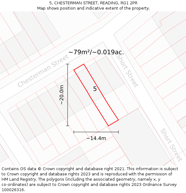 5, CHESTERMAN STREET, READING, RG1 2PR: Plot and title map