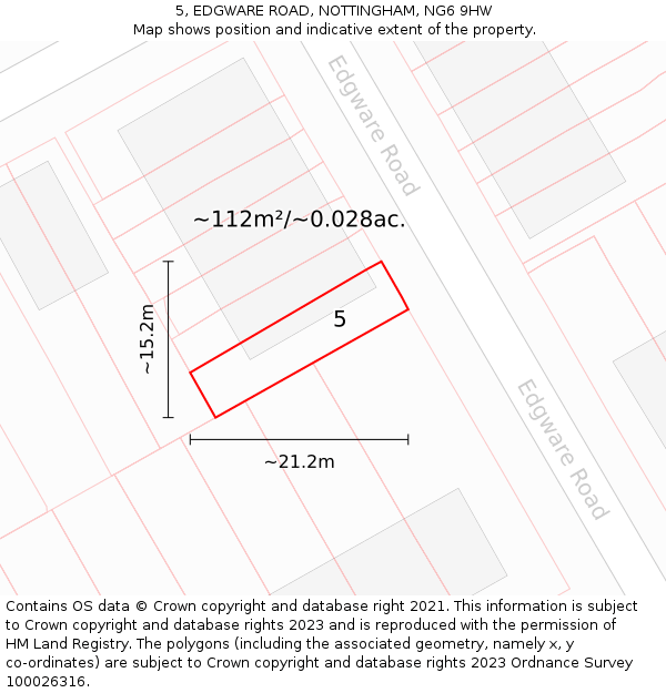 5, EDGWARE ROAD, NOTTINGHAM, NG6 9HW: Plot and title map