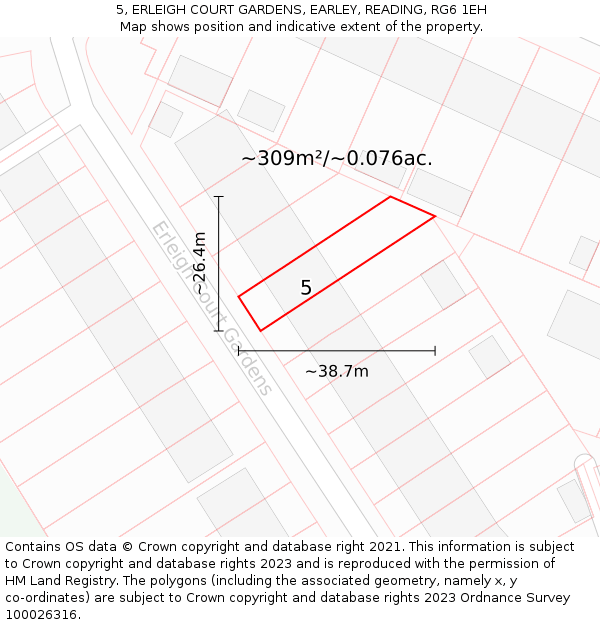 5, ERLEIGH COURT GARDENS, EARLEY, READING, RG6 1EH: Plot and title map