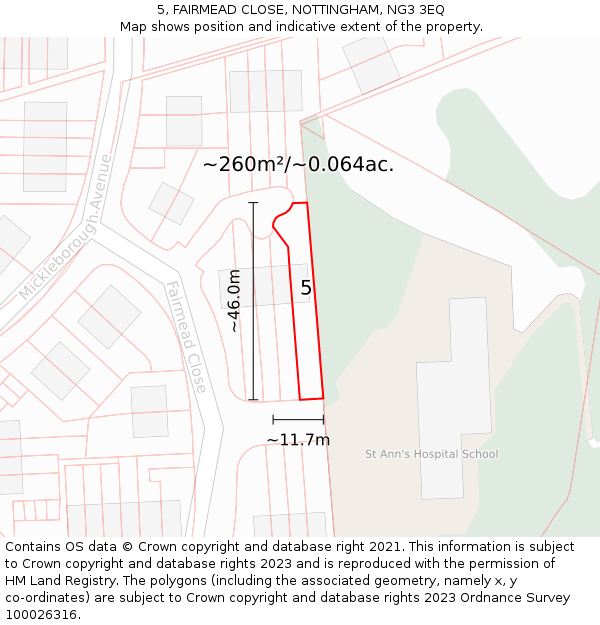 5, FAIRMEAD CLOSE, NOTTINGHAM, NG3 3EQ: Plot and title map