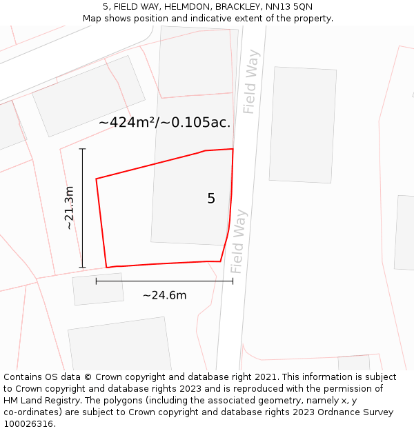 5, FIELD WAY, HELMDON, BRACKLEY, NN13 5QN: Plot and title map
