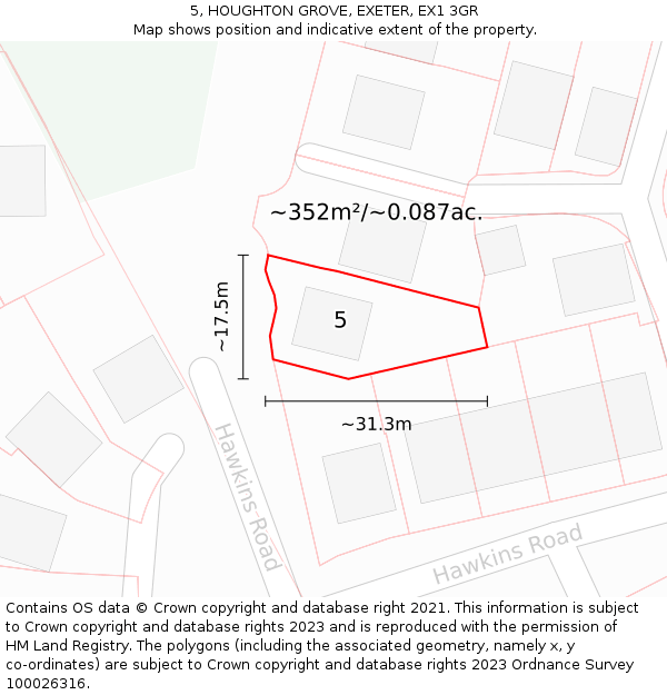 5, HOUGHTON GROVE, EXETER, EX1 3GR: Plot and title map
