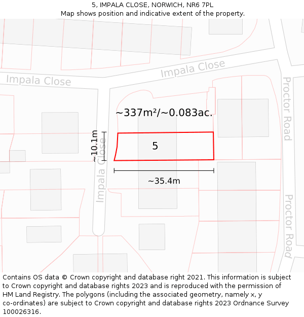 5, IMPALA CLOSE, NORWICH, NR6 7PL: Plot and title map