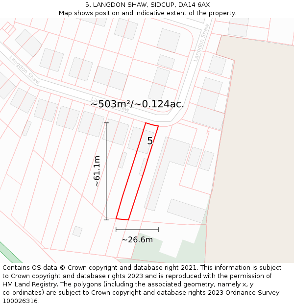 5, LANGDON SHAW, SIDCUP, DA14 6AX: Plot and title map