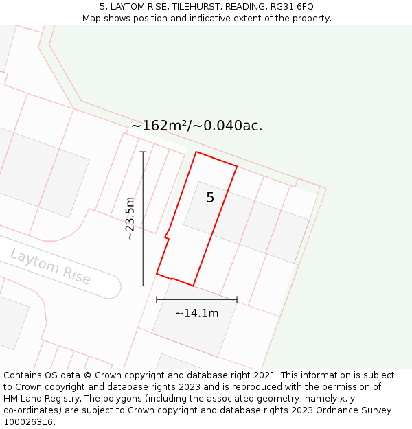 5, LAYTOM RISE, TILEHURST, READING, RG31 6FQ: Plot and title map