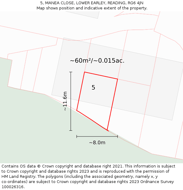 5, MANEA CLOSE, LOWER EARLEY, READING, RG6 4JN: Plot and title map