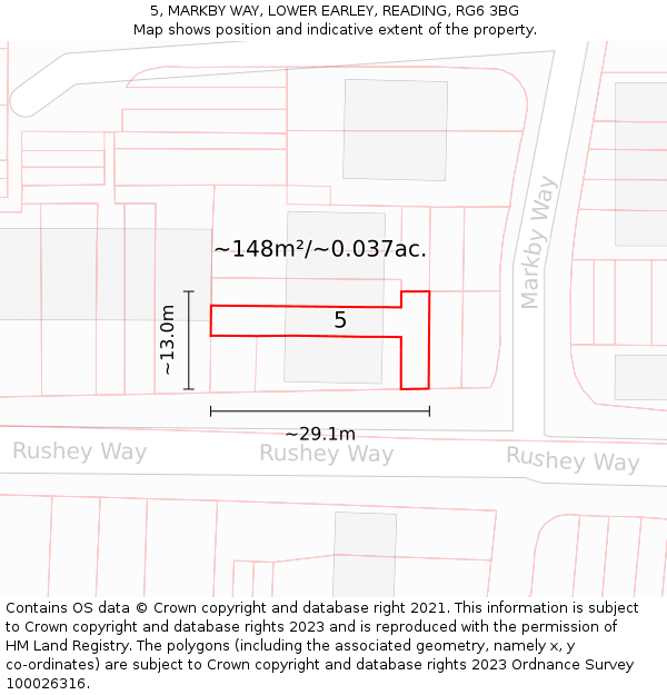 5, MARKBY WAY, LOWER EARLEY, READING, RG6 3BG: Plot and title map