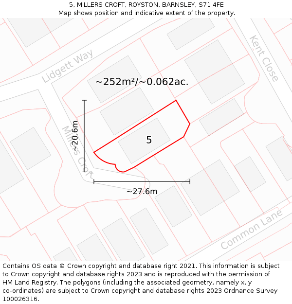 5, MILLERS CROFT, ROYSTON, BARNSLEY, S71 4FE: Plot and title map