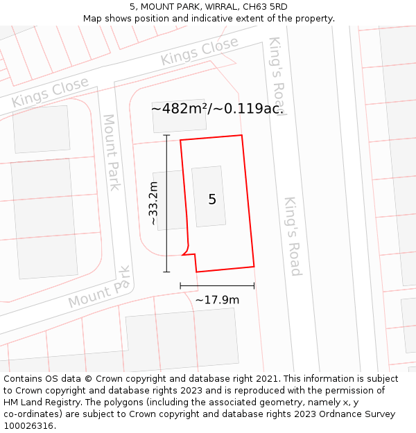 5, MOUNT PARK, WIRRAL, CH63 5RD: Plot and title map