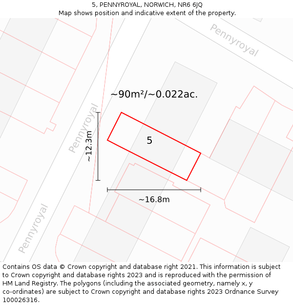 5, PENNYROYAL, NORWICH, NR6 6JQ: Plot and title map