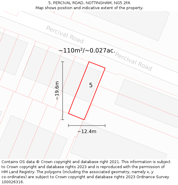 5, PERCIVAL ROAD, NOTTINGHAM, NG5 2FA: Plot and title map