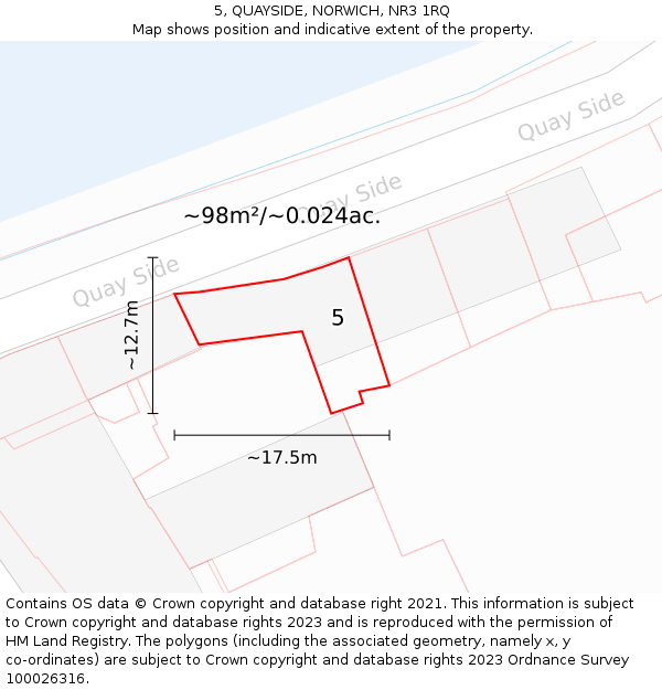 5, QUAYSIDE, NORWICH, NR3 1RQ: Plot and title map