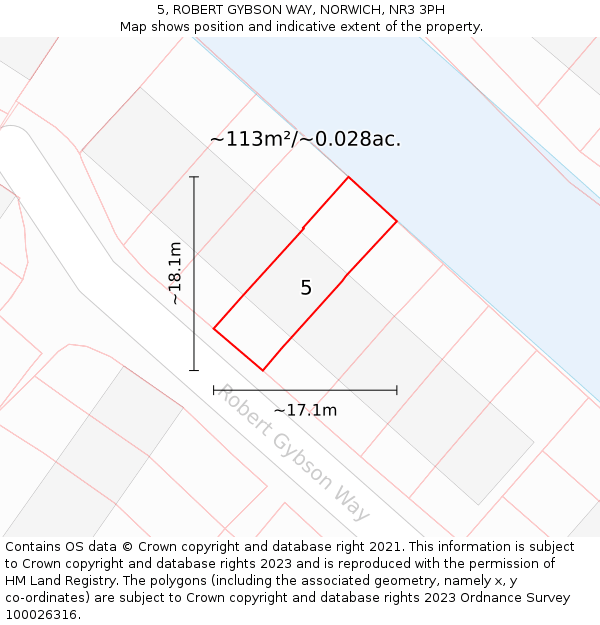 5, ROBERT GYBSON WAY, NORWICH, NR3 3PH: Plot and title map