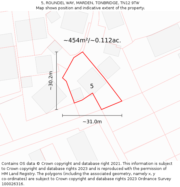 5, ROUNDEL WAY, MARDEN, TONBRIDGE, TN12 9TW: Plot and title map