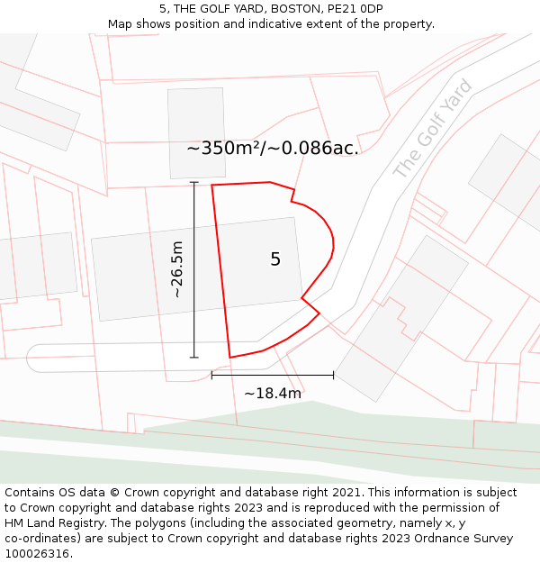 5, THE GOLF YARD, BOSTON, PE21 0DP: Plot and title map