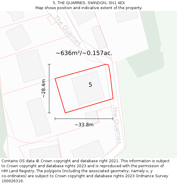 5, THE QUARRIES, SWINDON, SN1 4EX: Plot and title map