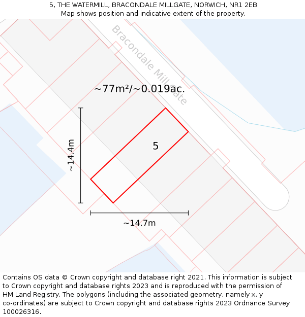 5, THE WATERMILL, BRACONDALE MILLGATE, NORWICH, NR1 2EB: Plot and title map