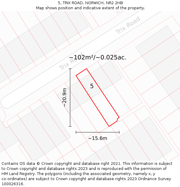 5, TRIX ROAD, NORWICH, NR2 2HB: Plot and title map