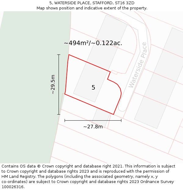 5, WATERSIDE PLACE, STAFFORD, ST16 3ZD: Plot and title map
