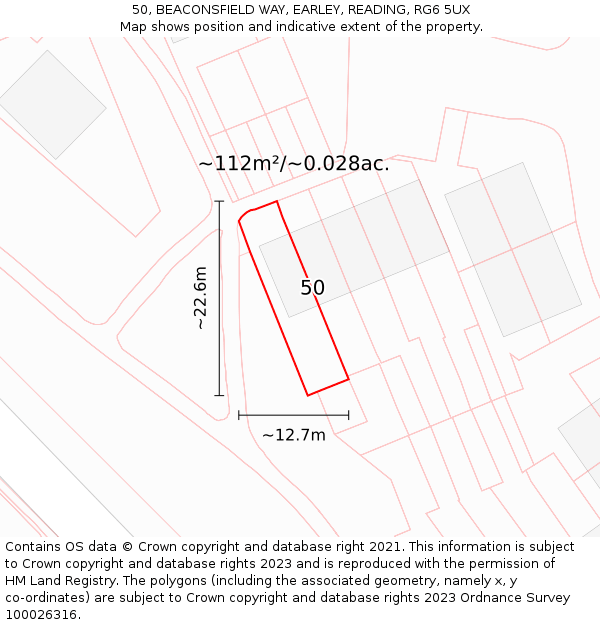 50, BEACONSFIELD WAY, EARLEY, READING, RG6 5UX: Plot and title map